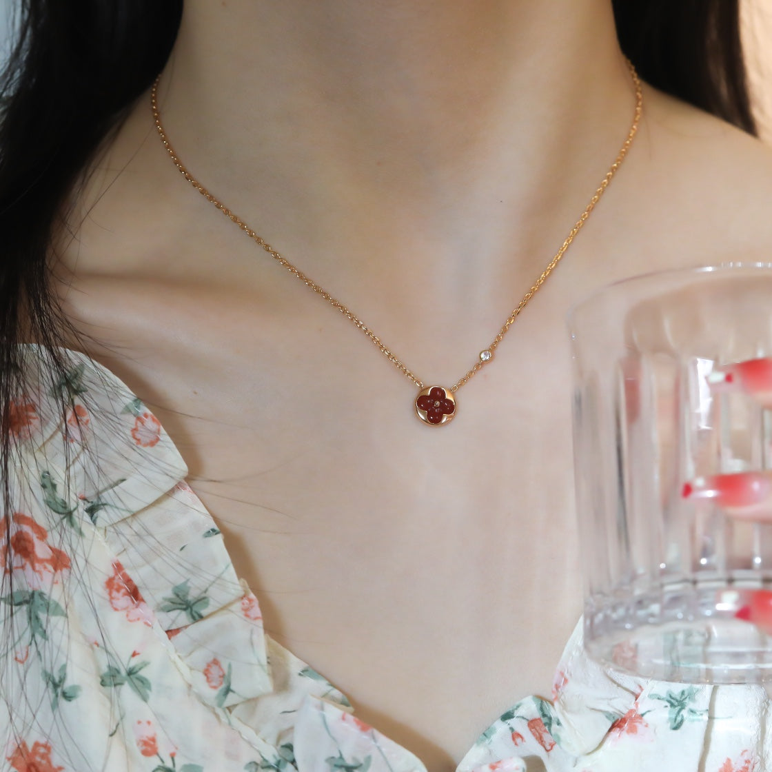[Shinejoy]SUN PEDANT PINK GOLD 1 DIAMOND NECKLACE