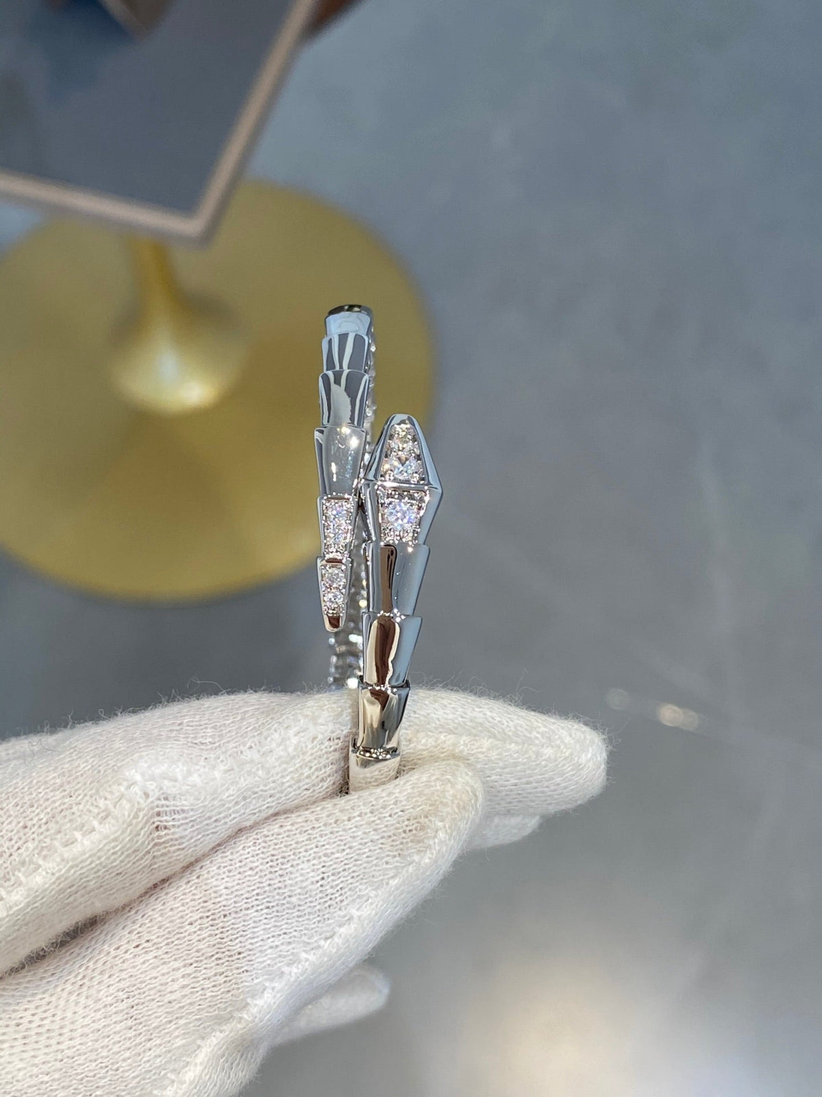 [⭐Shinejoy]SERPENTI BRACELET DIAMONDS SILVER
