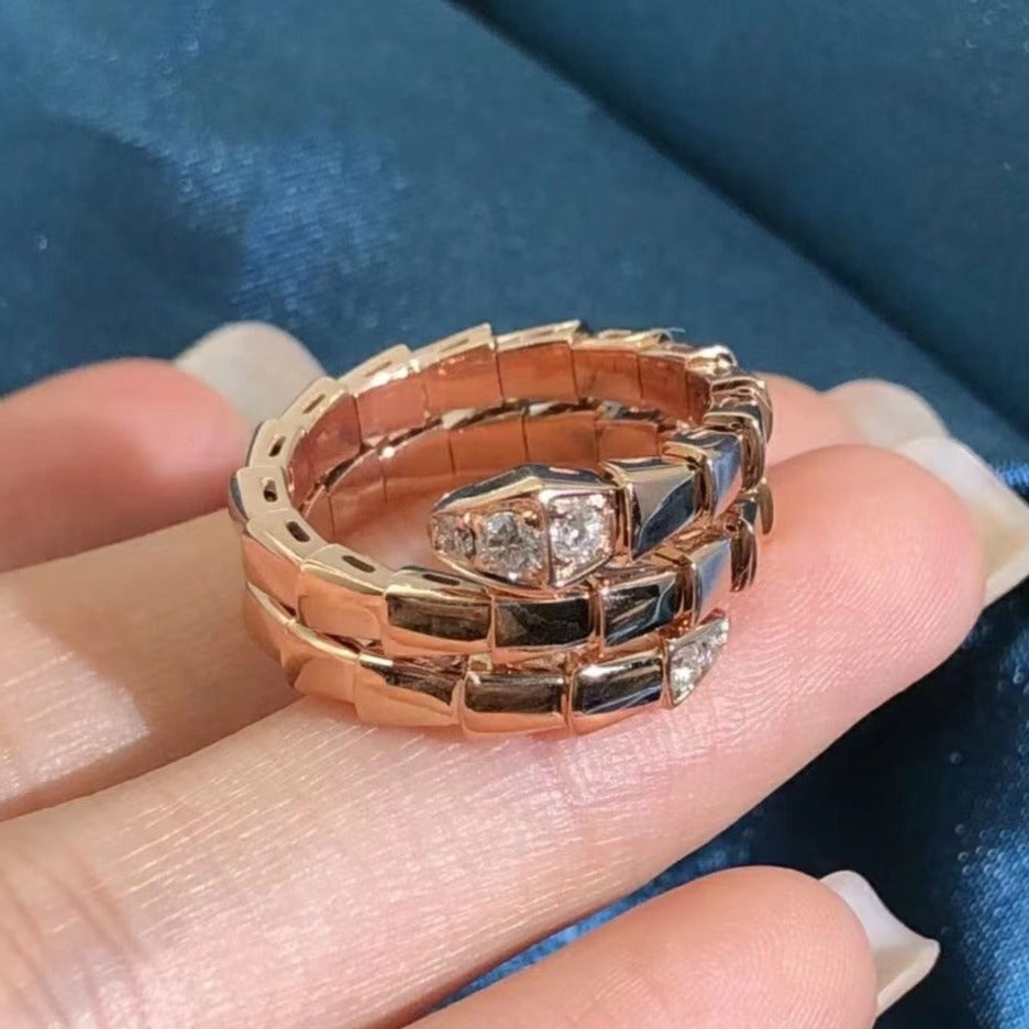[⭐Shinejoy]SERPENTS DOUBLE ROW DIAMOND RING