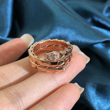 [⭐Shinejoy]SERPENTS DOUBLE ROW DIAMOND RING
