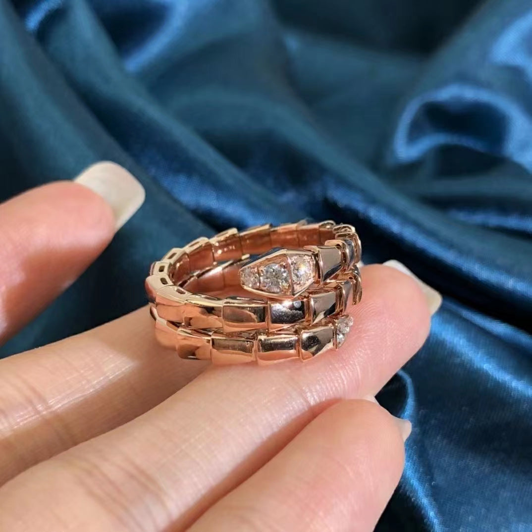 [⭐Shinejoy]SERPENTS DOUBLE ROW DIAMOND RING