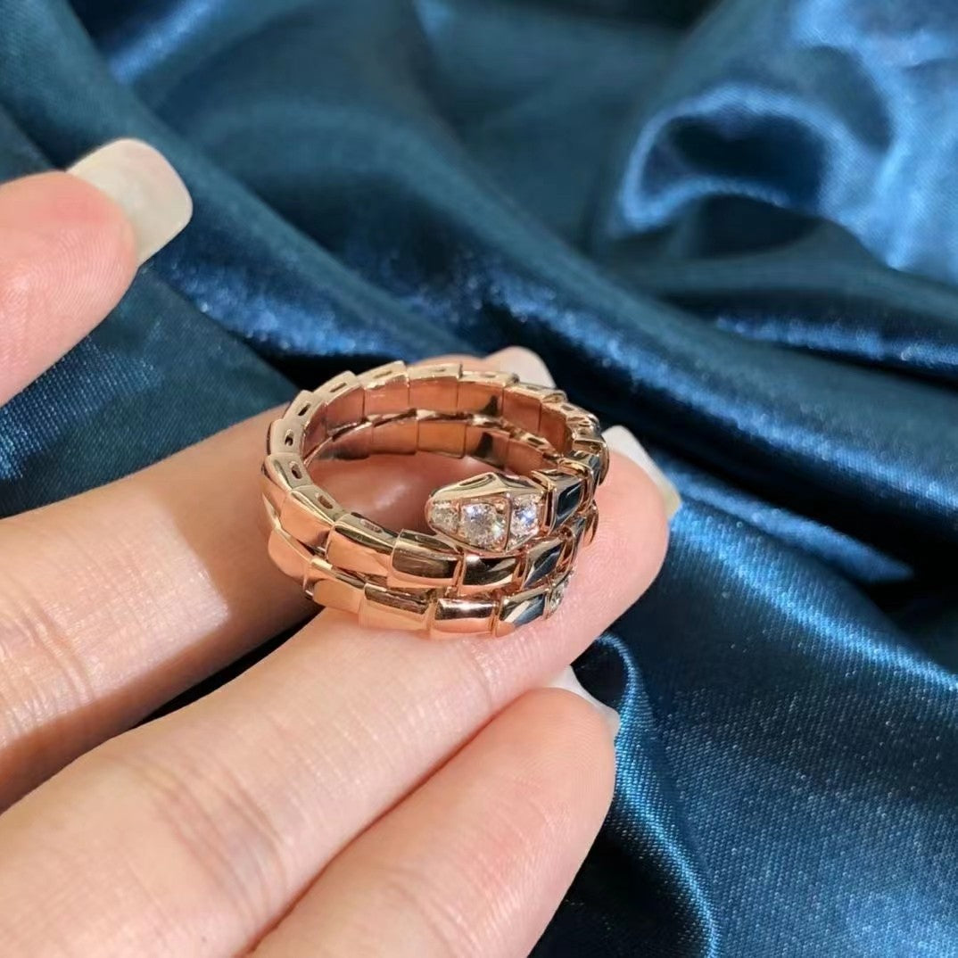 [⭐Shinejoy]SERPENTS DOUBLE ROW DIAMOND RING