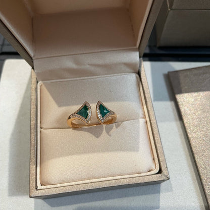 [⭐Shinejoy]DREAM MALACHITE DIAMOND OPEN RING