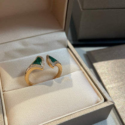 [⭐Shinejoy]DREAM MALACHITE DIAMOND OPEN RING