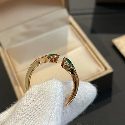[⭐Shinejoy]DREAM MALACHITE DIAMOND OPEN RING