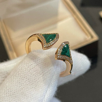 [⭐Shinejoy]DREAM MALACHITE DIAMOND OPEN RING