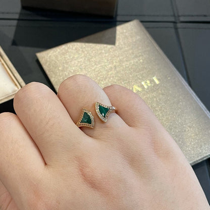 [⭐Shinejoy]DREAM MALACHITE DIAMOND OPEN RING