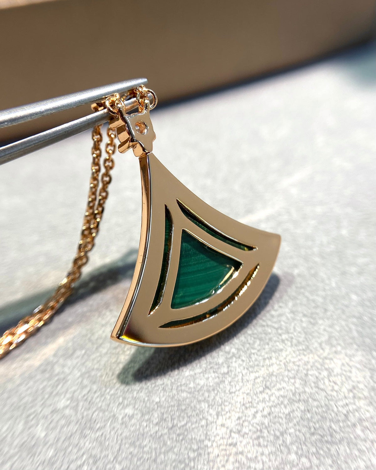 [⭐Shinejoy]DREAM MALACHITE DIAMOND PAVED PINK GOLD NECKLACE