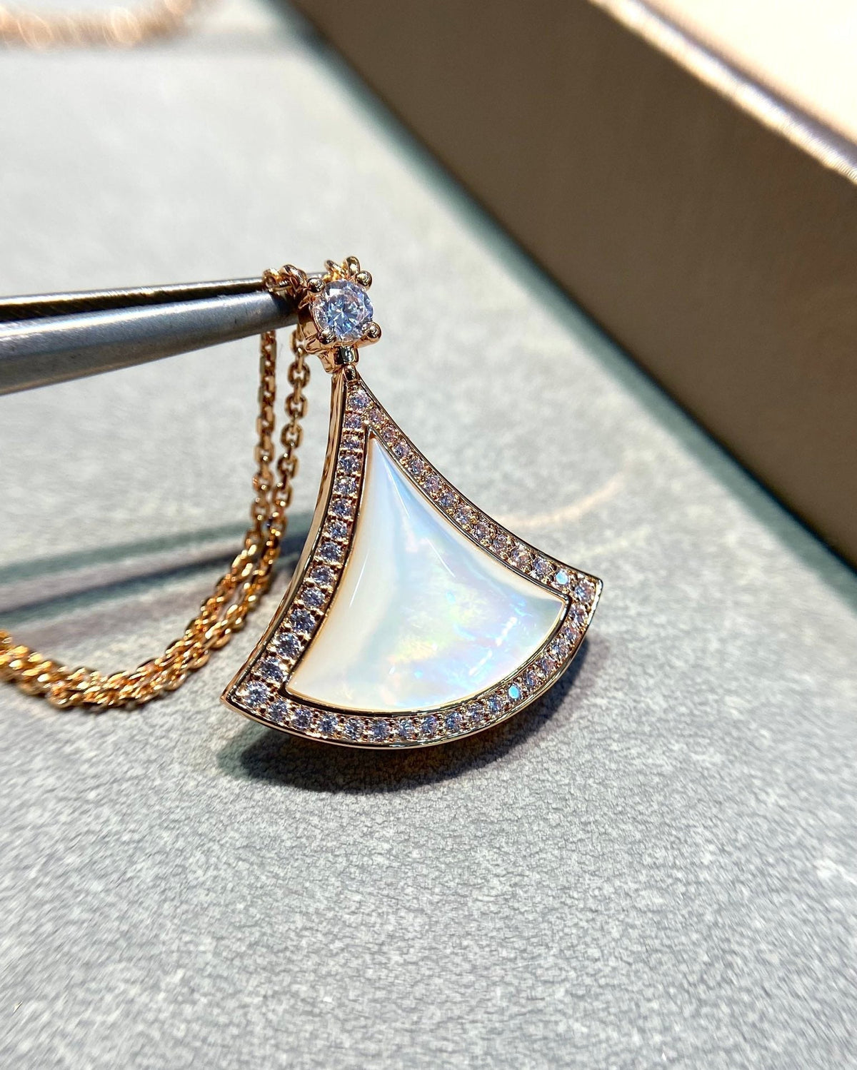[⭐Shinejoy]DREAM MOP DIAMOND PAVED PINK GOLD NECKLACE