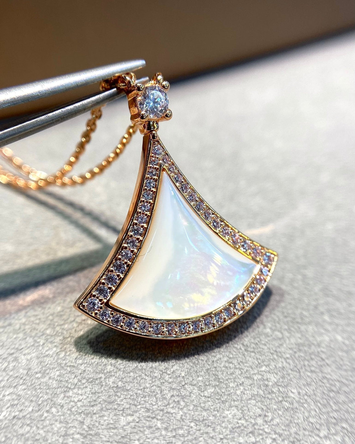 [⭐Shinejoy]DREAM MOP DIAMOND PAVED PINK GOLD NECKLACE