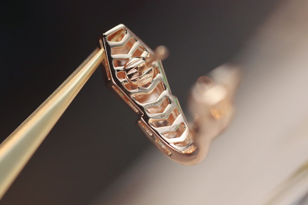 [⭐Shinejoy]SERPENT PINK GOLD DIAMOND EARRINGS