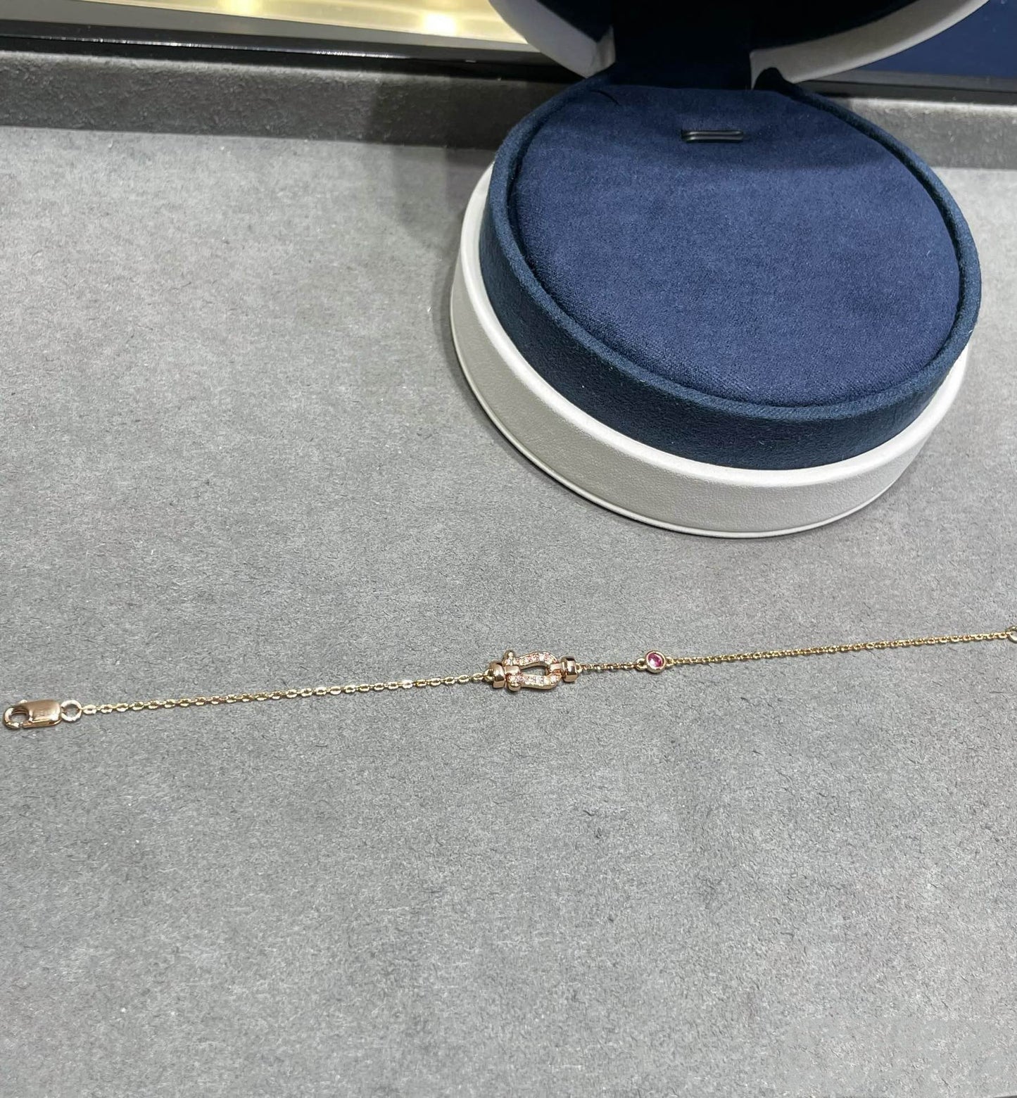 [Shinejoy]FORCE 10 DIAMOND CHAIN LINK PINK GOLD BRACELET