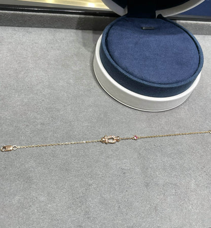 [Shinejoy]FORCE 10 DIAMOND CHAIN LINK PINK GOLD BRACELET