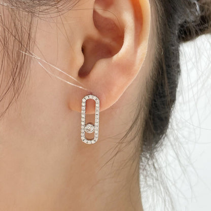 [⭐Shinejoy]MOVE UNO STUD DIAMOND PAVED EARRINGS
