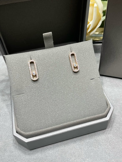 [⭐Shinejoy]MOVE UNO STUD DIAMOND PAVED EARRINGS