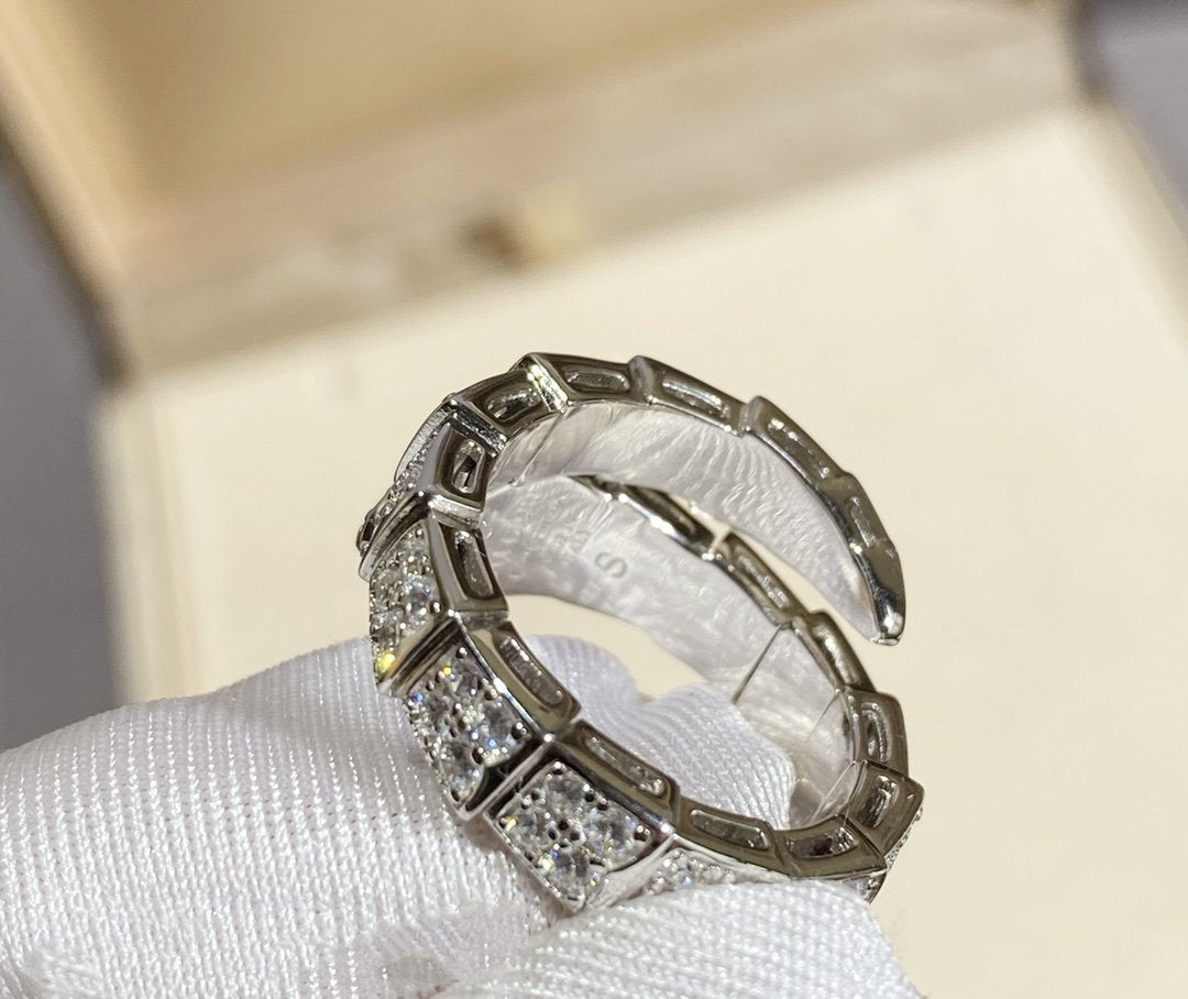 [⭐Shinejoy]SERPENTI RING SILVER DIAMOND PAVED