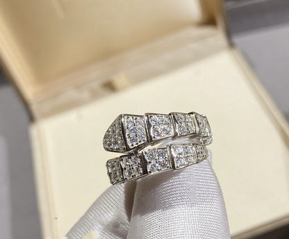 [⭐Shinejoy]SERPENTI RING SILVER DIAMOND PAVED