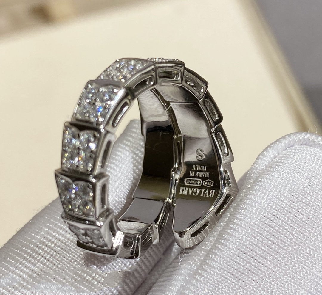 [⭐Shinejoy]SERPENTI RING SILVER DIAMOND PAVED