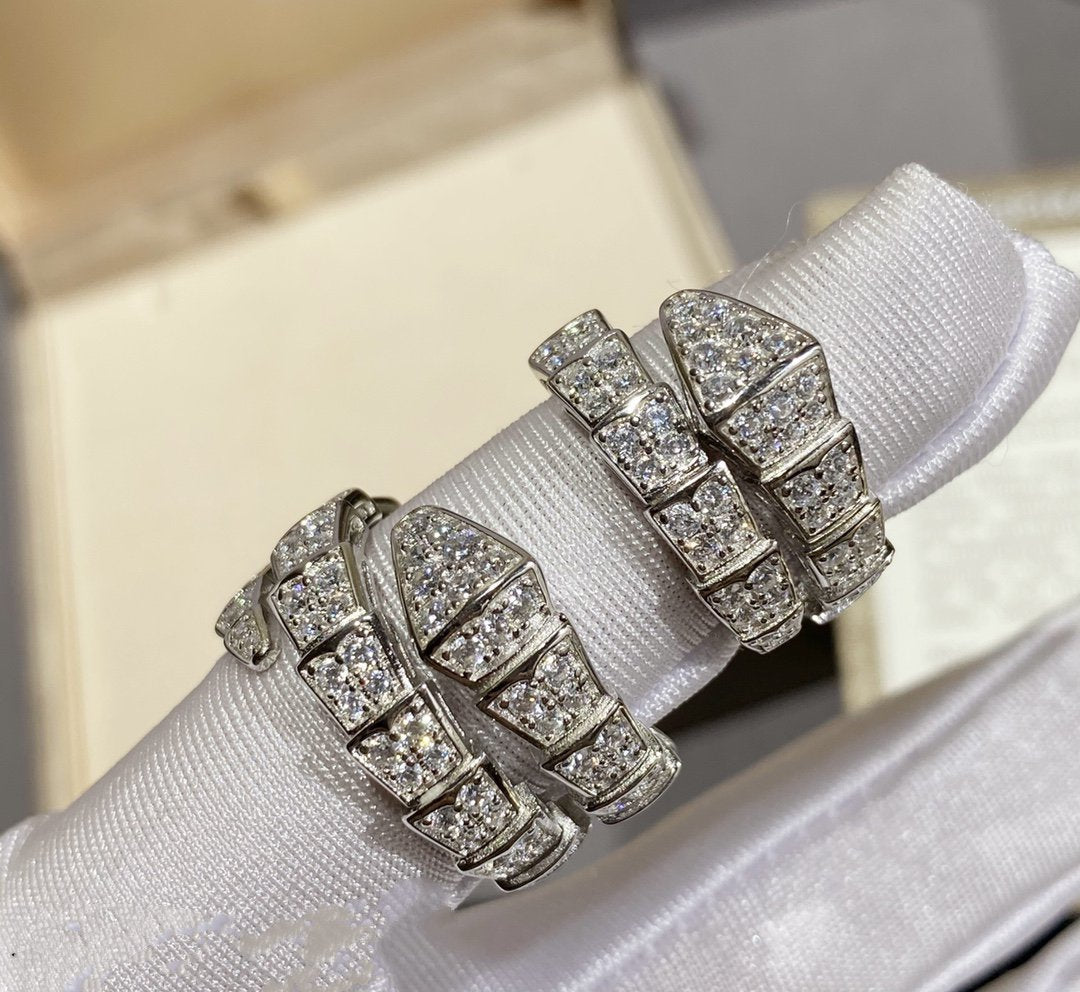 [⭐Shinejoy]SERPENTI RING SILVER DIAMOND PAVED