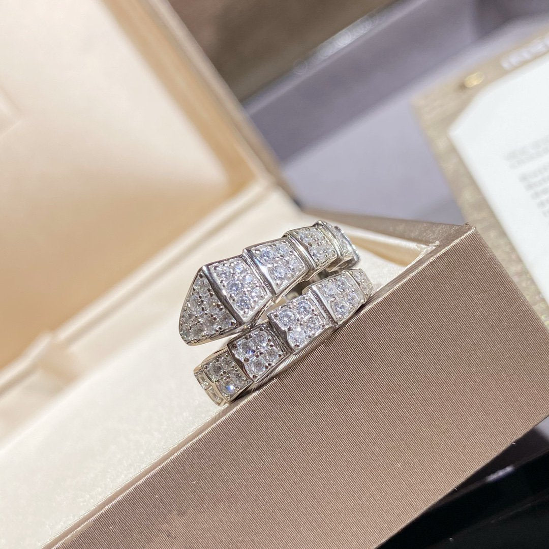 [⭐Shinejoy]SERPENTI RING SILVER DIAMOND PAVED