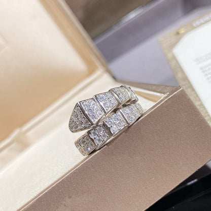 [⭐Shinejoy]SERPENTI RING SILVER DIAMOND PAVED
