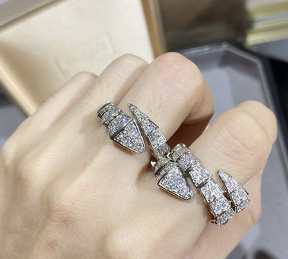 [⭐Shinejoy]SERPENTI LARGE RING SILVER DIAMOND PAVED