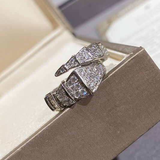 [⭐Shinejoy]SERPENTI LARGE RING SILVER DIAMOND PAVED