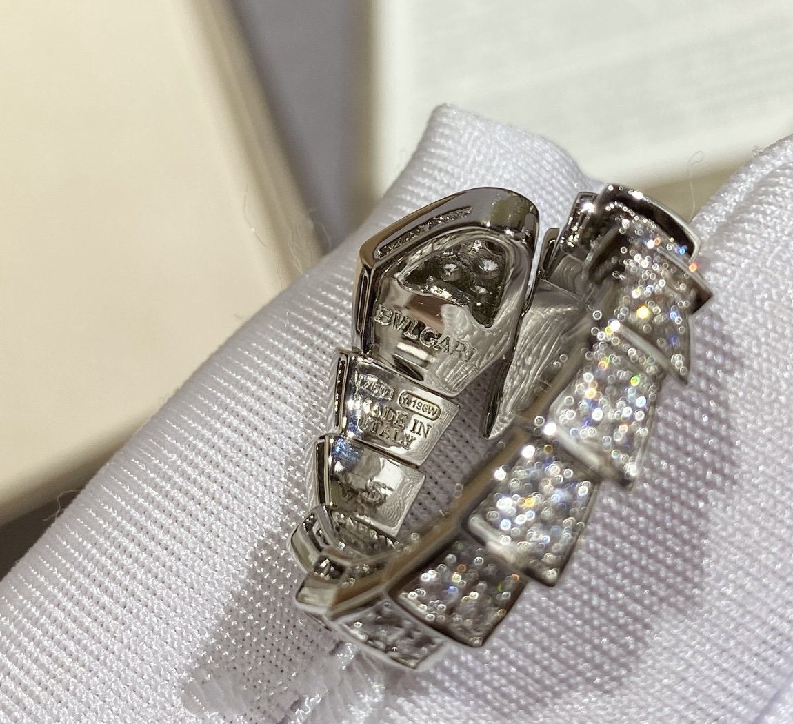 [⭐Shinejoy]SERPENTI LARGE RING SILVER DIAMOND PAVED