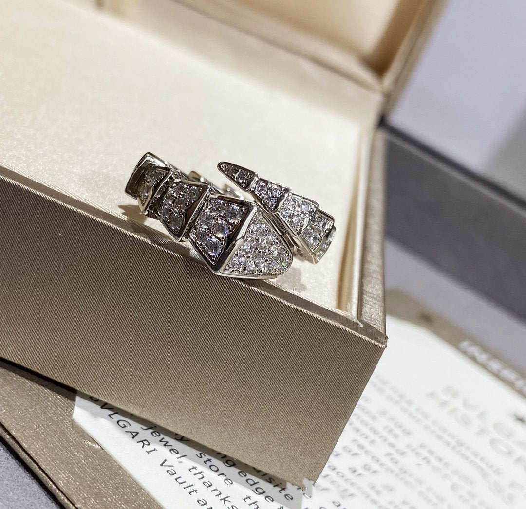 [⭐Shinejoy]SERPENTI LARGE RING SILVER DIAMOND PAVED