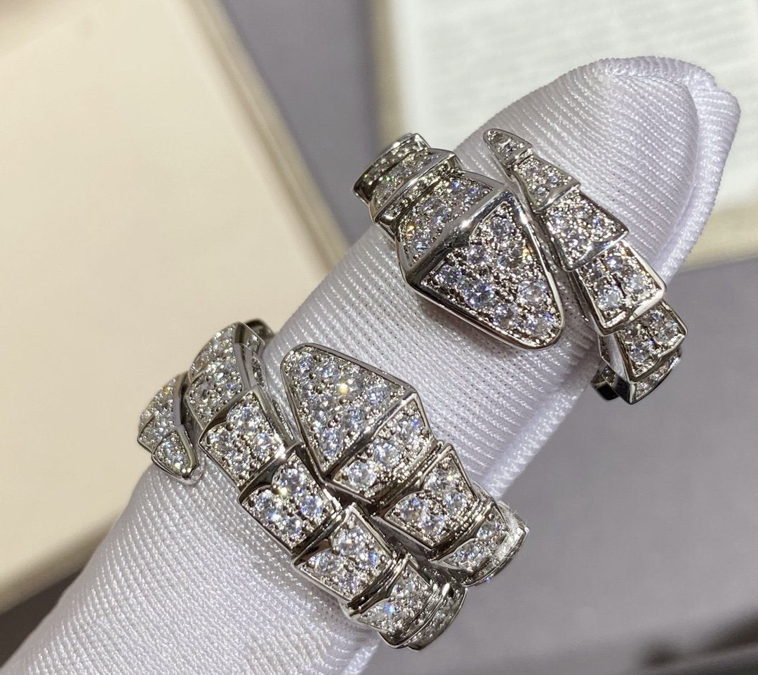 [⭐Shinejoy]SERPENTI LARGE RING SILVER DIAMOND PAVED