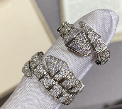 [⭐Shinejoy]SERPENTI LARGE RING SILVER DIAMOND PAVED