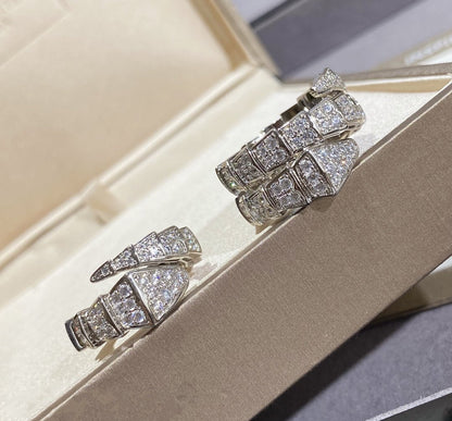 [⭐Shinejoy]SERPENTI LARGE RING SILVER DIAMOND PAVED