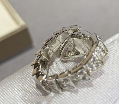 [⭐Shinejoy]SERPENTI LARGE RING SILVER DIAMOND PAVED