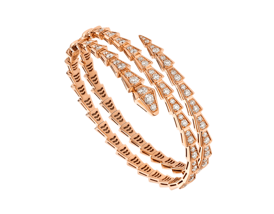 [⭐Shinejoy]SERPENTI BRACELET PINK GOLD DIAMOND DOUBLE ROW