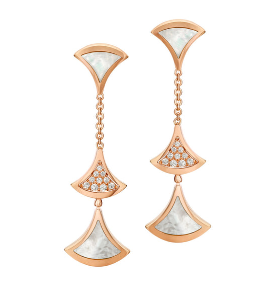 [⭐Shinejoy]DREAM EARRINGS 3 MOTIFS DIAMOND MOP PINK GOLD