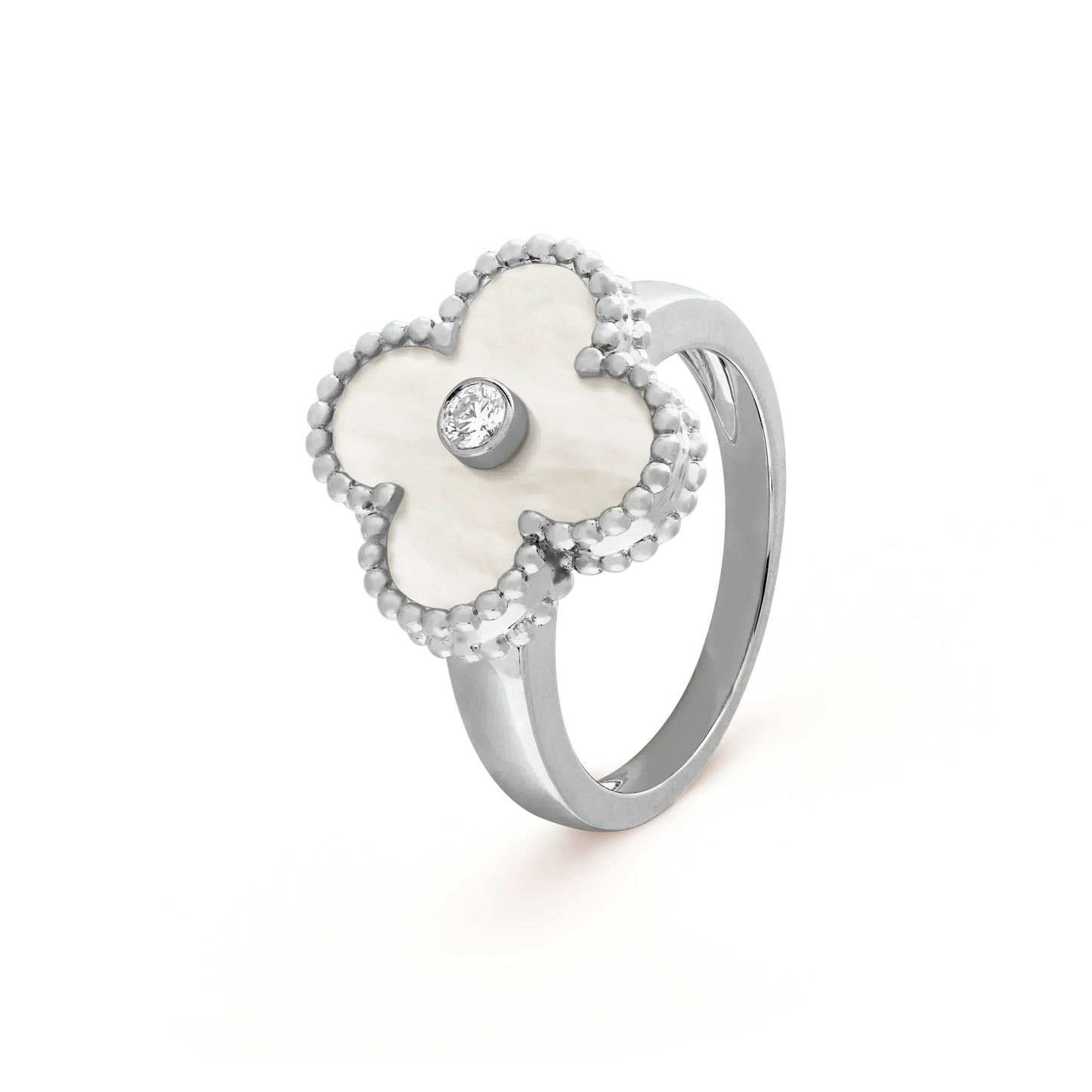 [Shinejoy]CLOVER SILVER MOP DIAMOND RING
