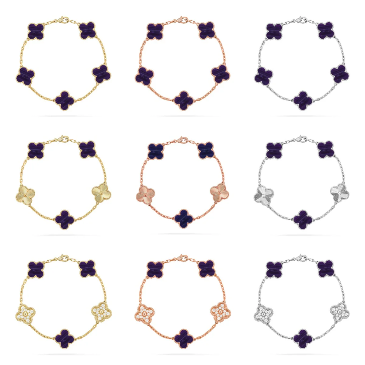 [⭐Shinejoy]CLOVER 5 MOTIF PURPLE STRIPES BRACELET COLLECTION
