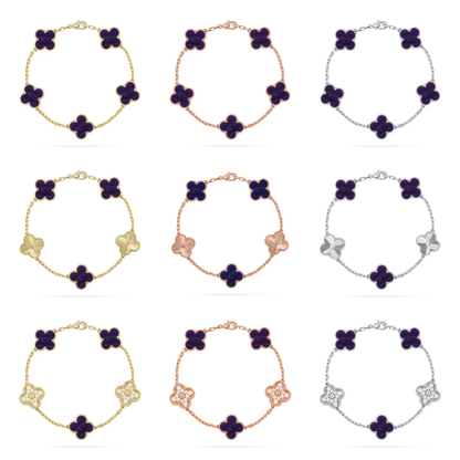 [⭐Shinejoy]CLOVER 5 MOTIF PURPLE STRIPES BRACELET COLLECTION