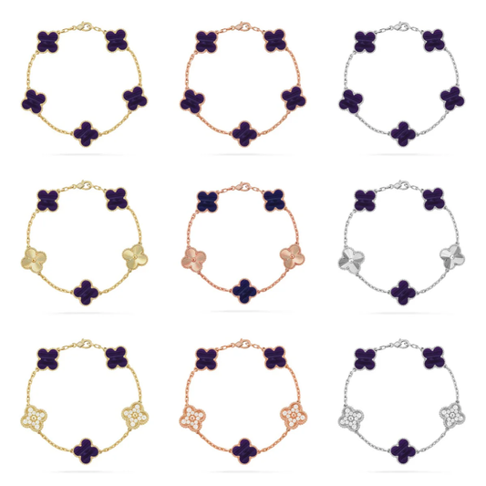 [⭐Shinejoy]CLOVER 5 MOTIF PURPLE STRIPES BRACELET COLLECTION