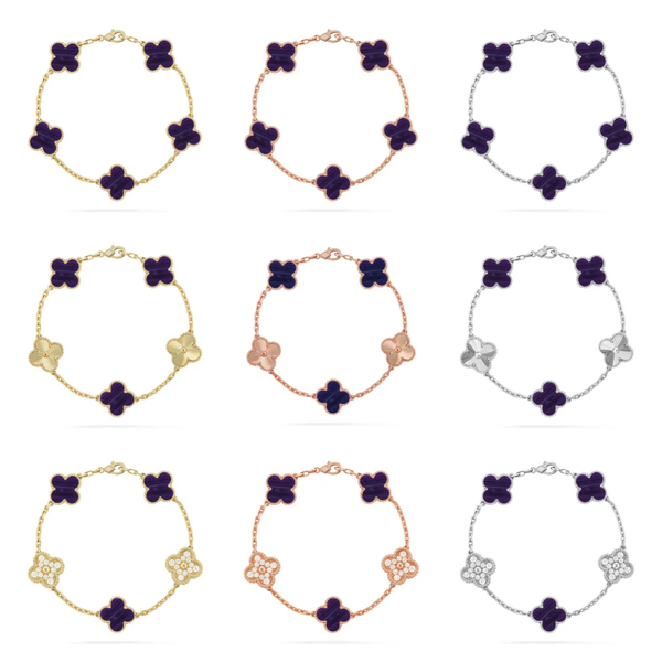[⭐Shinejoy]CLOVER 5 MOTIF PURPLE STRIPES BRACELET COLLECTION