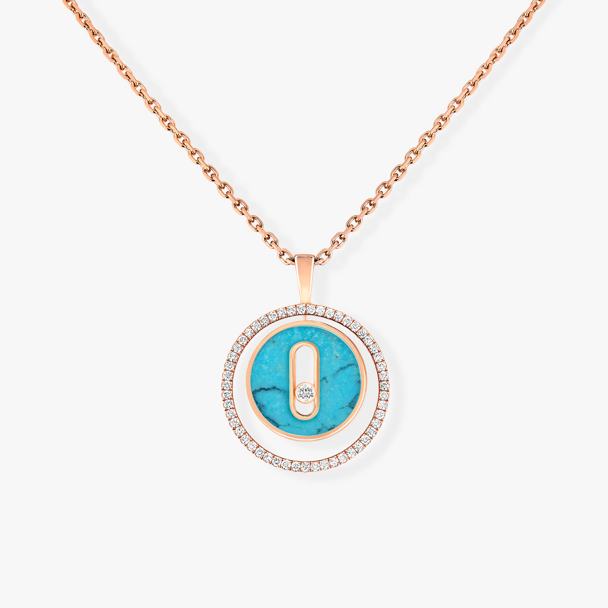 [⭐Shinejoy]Demo MOVE 1 DIAMOND TURQUOISE PINK GOLD DIAMOND NECKLACE