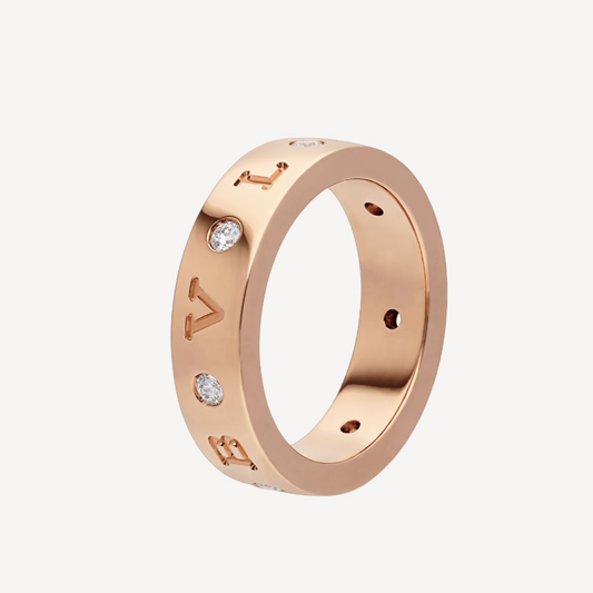 [⭐Shinejoy]ZERO 1 ESSENTIAL PINK GOLD BAND WITH DIAMONDS RING
