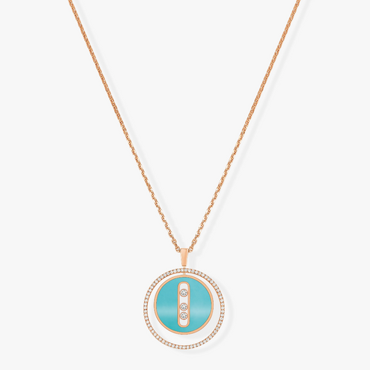 [⭐Shinejoy]Demo MOVE 3 DIAMONDS TURQUOISE PINK GOLD DIAMOND NECKLACE