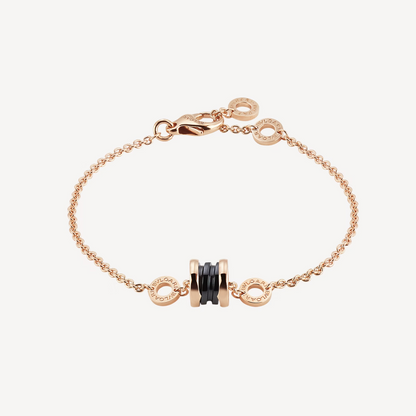 [⭐Shinejoy]ZERO 1 SOFT PINK GOLD AND BLACK CERAMIC BRACELET