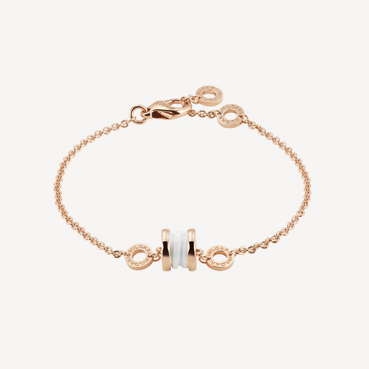 [⭐Shinejoy]ZERO 1 SOFT PINK GOLD AND WHITE CERAMIC BRACELET