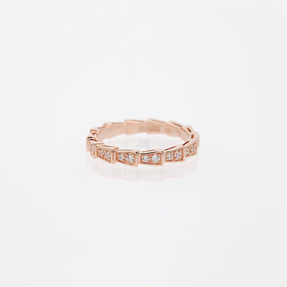 [⭐Shinejoy]SERPENTI RING PINK GOLD DIAMOND PAVED 3MM
