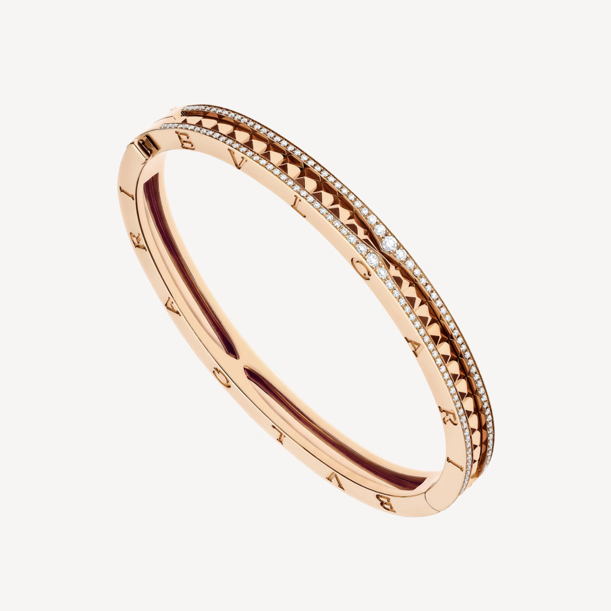 [⭐Shinejoy]ZERO 1 SPIRAL AND PAVED DIAMOND PINK GOLD BRACELET