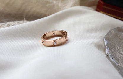 [⭐Shinejoy]LOVE RING 5.5MM 6 DIAMONDS PINK GOLD