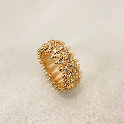 [⭐Shinejoy]CLASH DOUBLE-ROW RIVET RING WITH DIAMOND SETTING