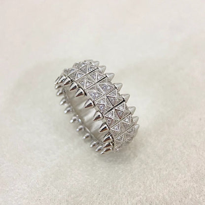 [⭐Shinejoy]CLASH DOUBLE-ROW RIVET RING WITH DIAMOND SETTING